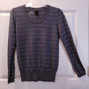 Gray and Metallic Silver Striped Sweater